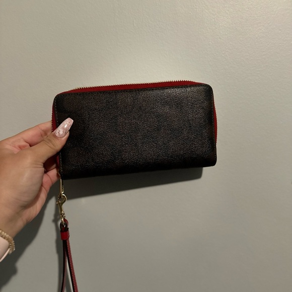Coach Red/Brown/Gold Wallet in Signature Canvas - Picture 3 of 8